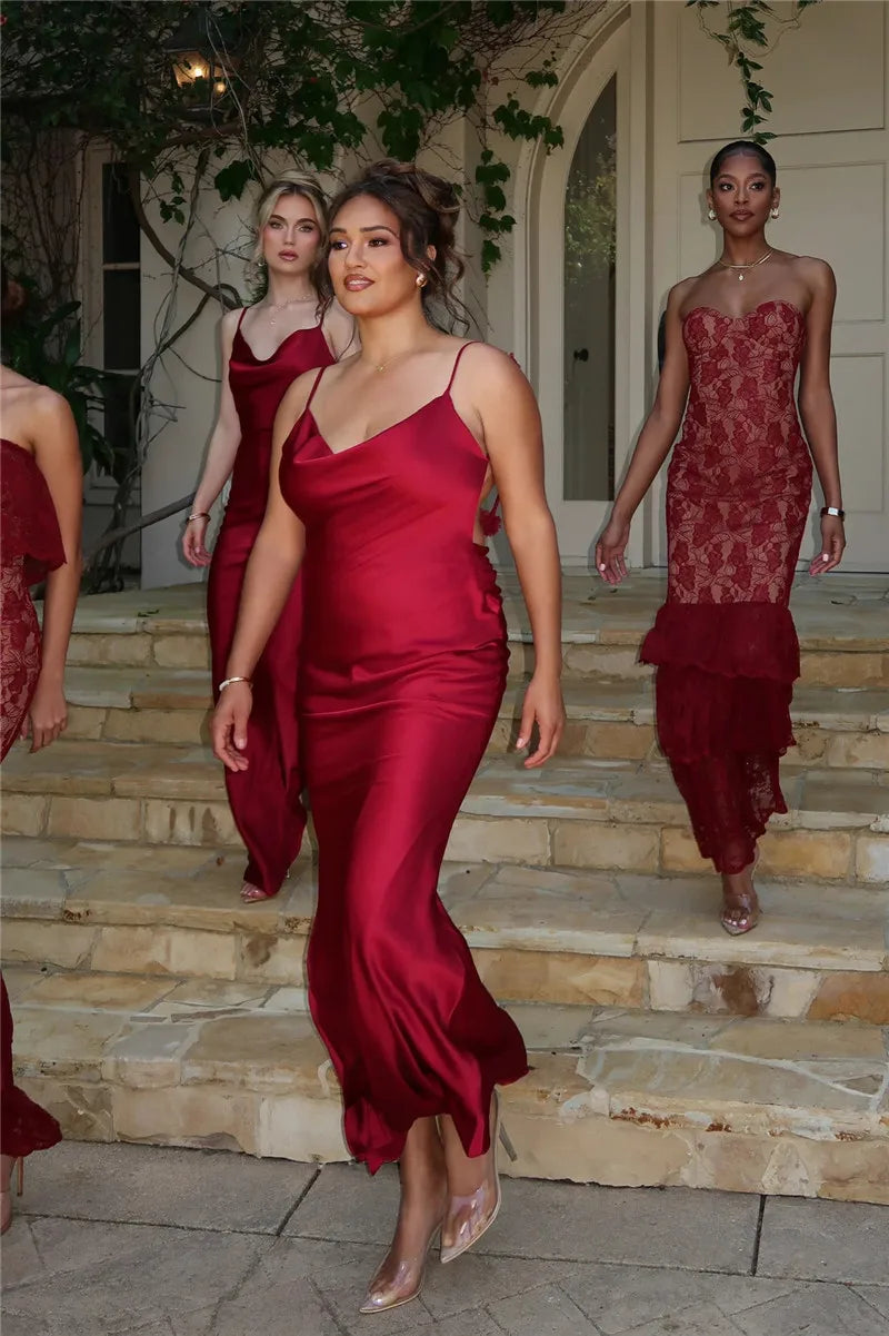 Women's Floral Draped Backless Spaghetti Strap Maxi Dress