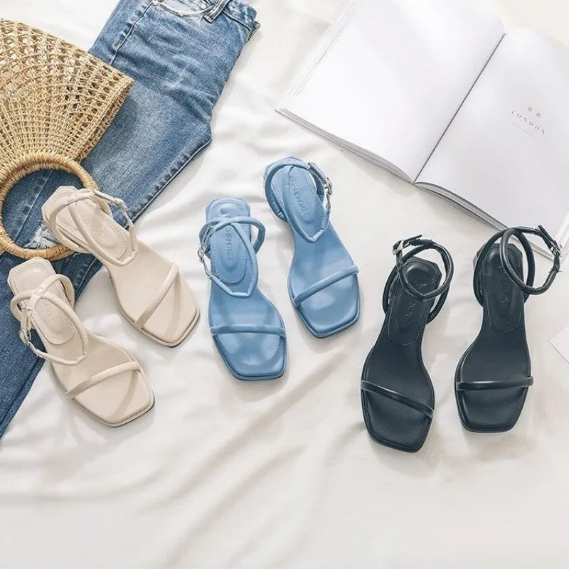 Square Toe Ankle Strap Sandals