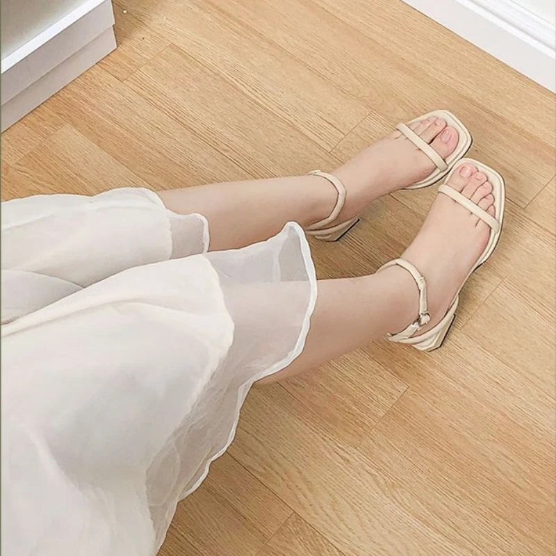 Square Toe Ankle Strap Sandals