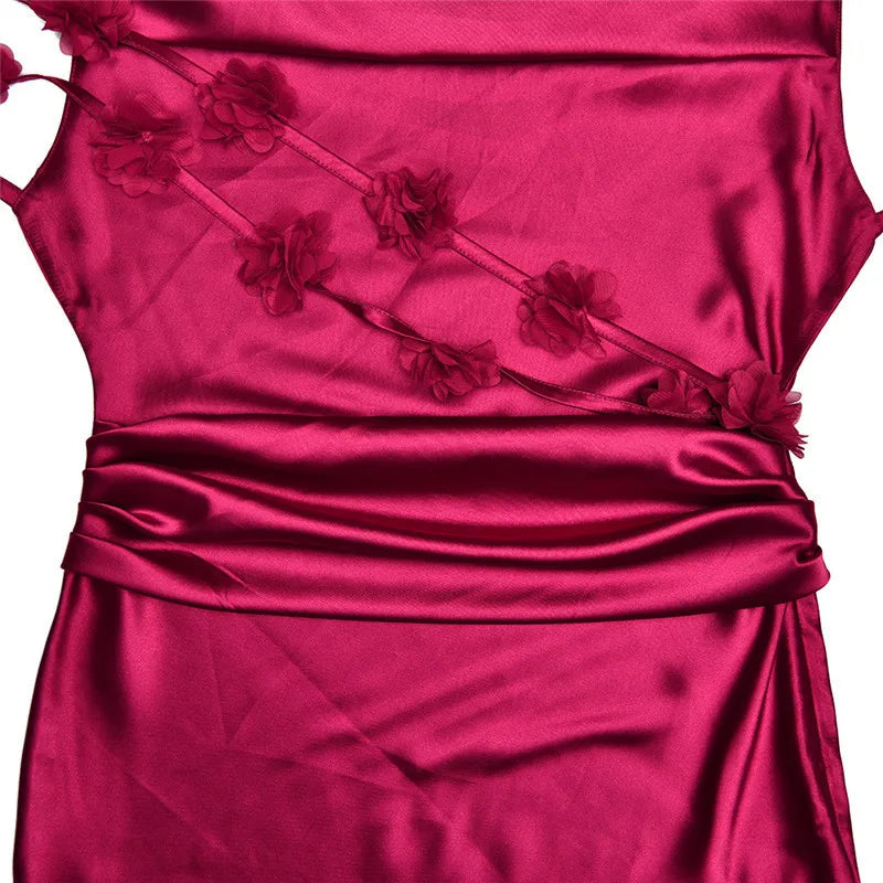 Women's Floral Draped Backless Spaghetti Strap Maxi Dress