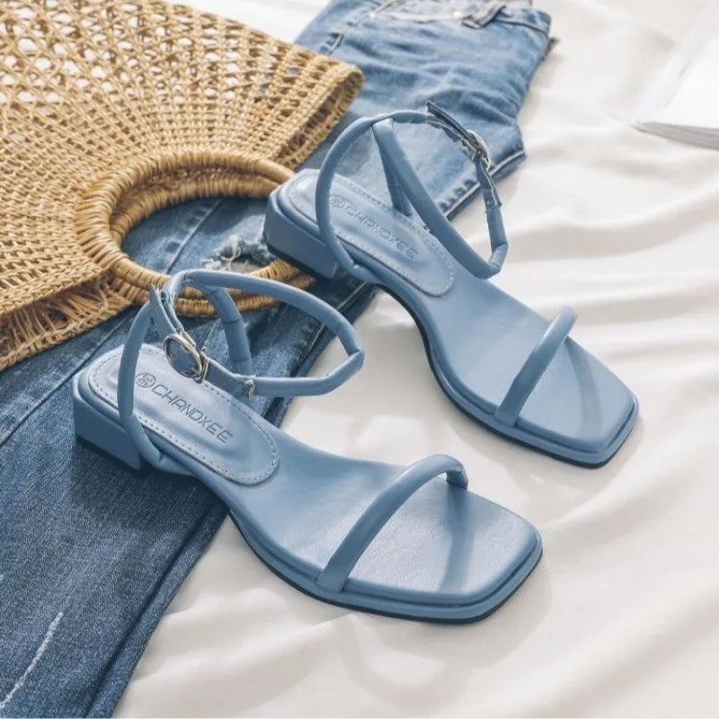 Square Toe Ankle Strap Sandals