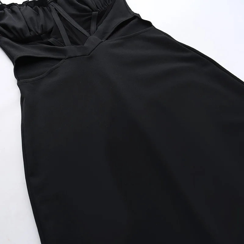 Women's Sheer Corset Spaghetti Strap Backless Maxi Dress
