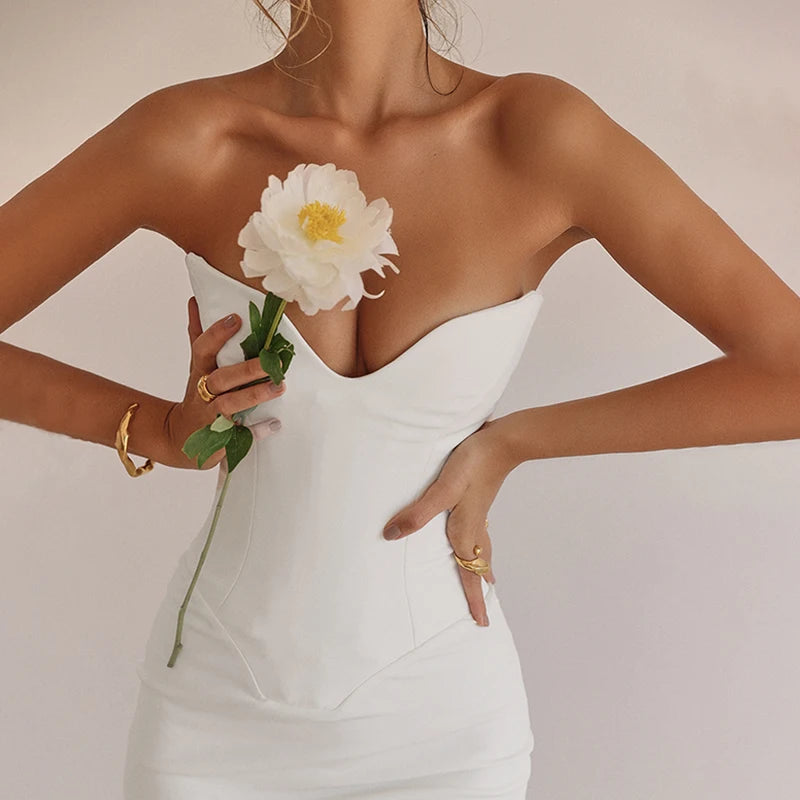 Women's Mermaid Corset Backless Midi Dress | Fitted Evening Dress