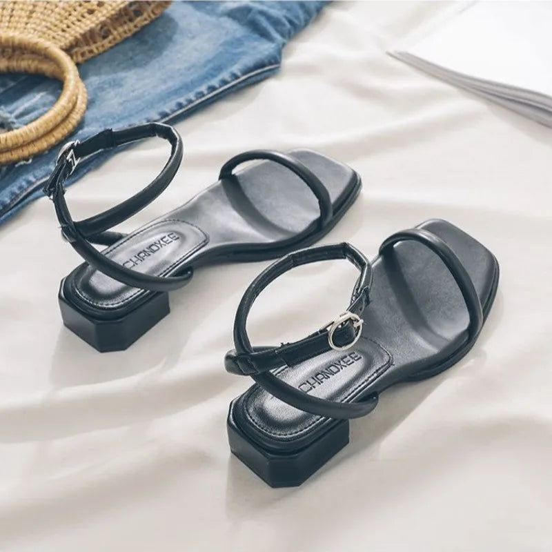 Square Toe Ankle Strap Sandals
