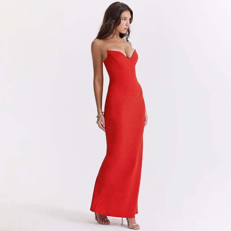 Women's Mermaid Corset Backless Midi Dress | Fitted Evening Dress