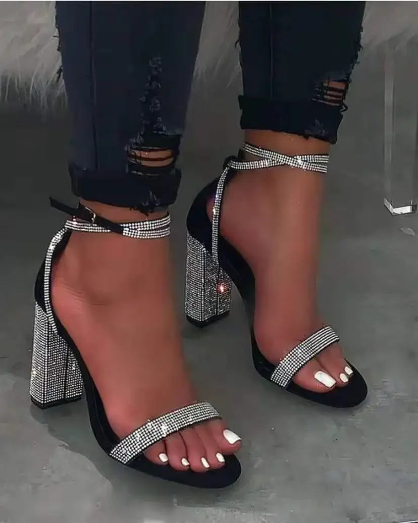 Rhinestone Heel Sandals