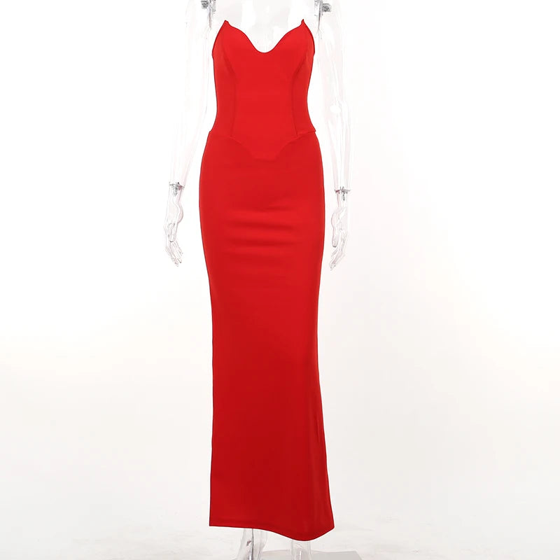 Women's Mermaid Corset Backless Midi Dress | Fitted Evening Dress